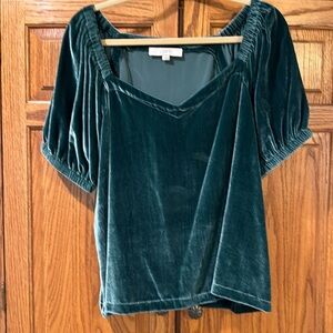 Green velvet blouse